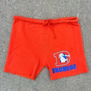 Vintage 90s Denver Broncos Logo Seven 7 Orange Athletic Sweatpants Shorts LARGE